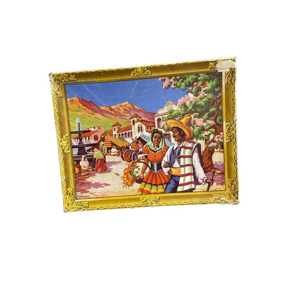Vintage Waddington's No. 106 Mexican Village 470 Piece Jigsaw Puzzle 60's